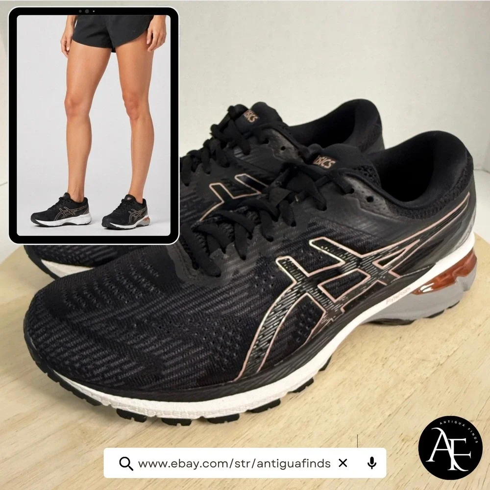 ASICS Women's Running Shoes GT-2000-8 Black Gold Flyte Foam Sneakers Size 7